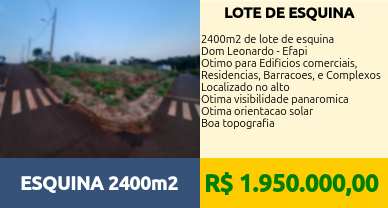 Lote Esquina Efapi